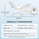 Remote Control LED Ceiling Fan Light 3-Speed Adjust E27 Multifunction Electric Fan Light for Home Kitchen Dimmable Led Fan Lamp