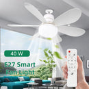 Remote Control LED Ceiling Fan Light 3-Speed Adjust E27 Multifunction Electric Fan Light for Home Kitchen Dimmable Led Fan Lamp